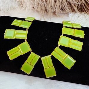 Lime Green Goldtone Kate Spade Geometric Statement Necklace